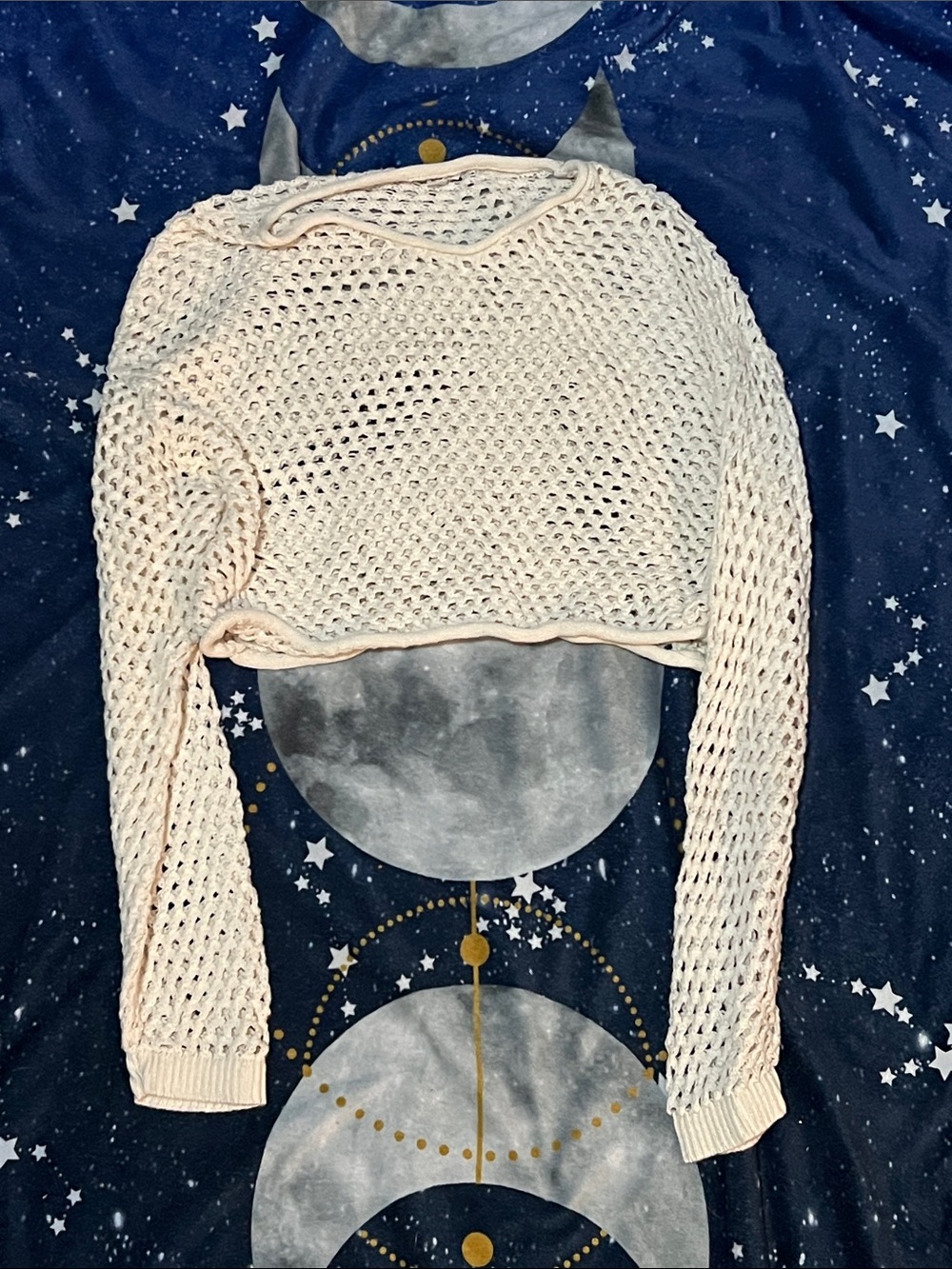 Garage Open Knit Cropped Top - Cream